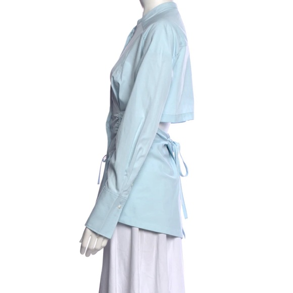 3.1 Phillip Lim Ruched Tie Button Front Long-sleeve Shirt Size 0 - Picture 2 of 6